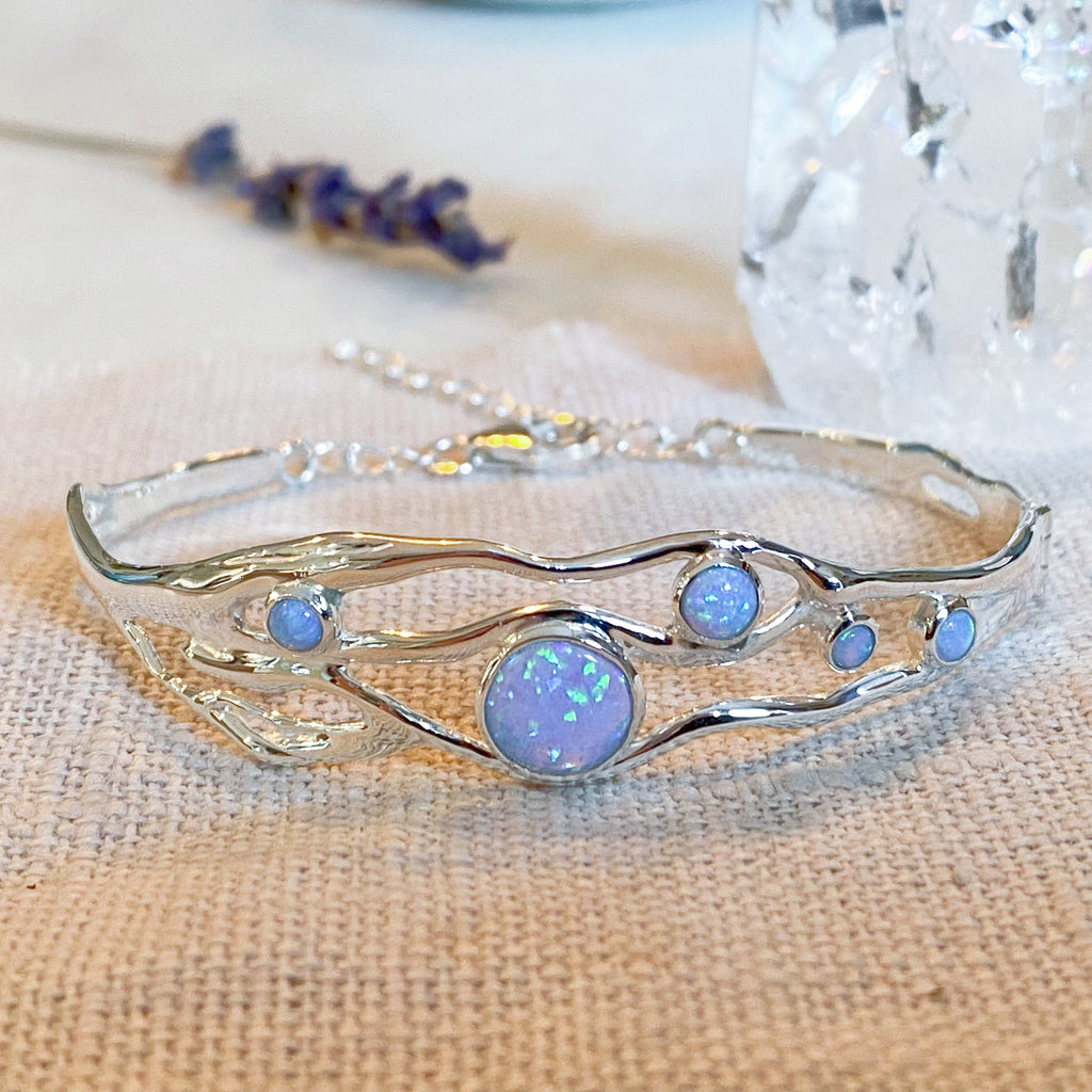 Zenia Blue Opal Sterling Silver Bracelet -Handmade silver Opal jewellery