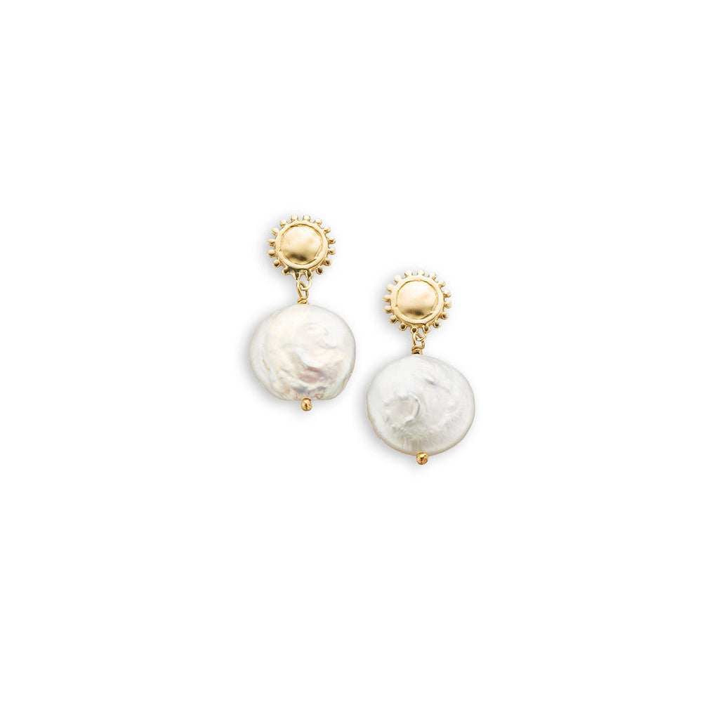 Golden Sun And Moon Pearl Earrings | Freshwater Pearl earrings