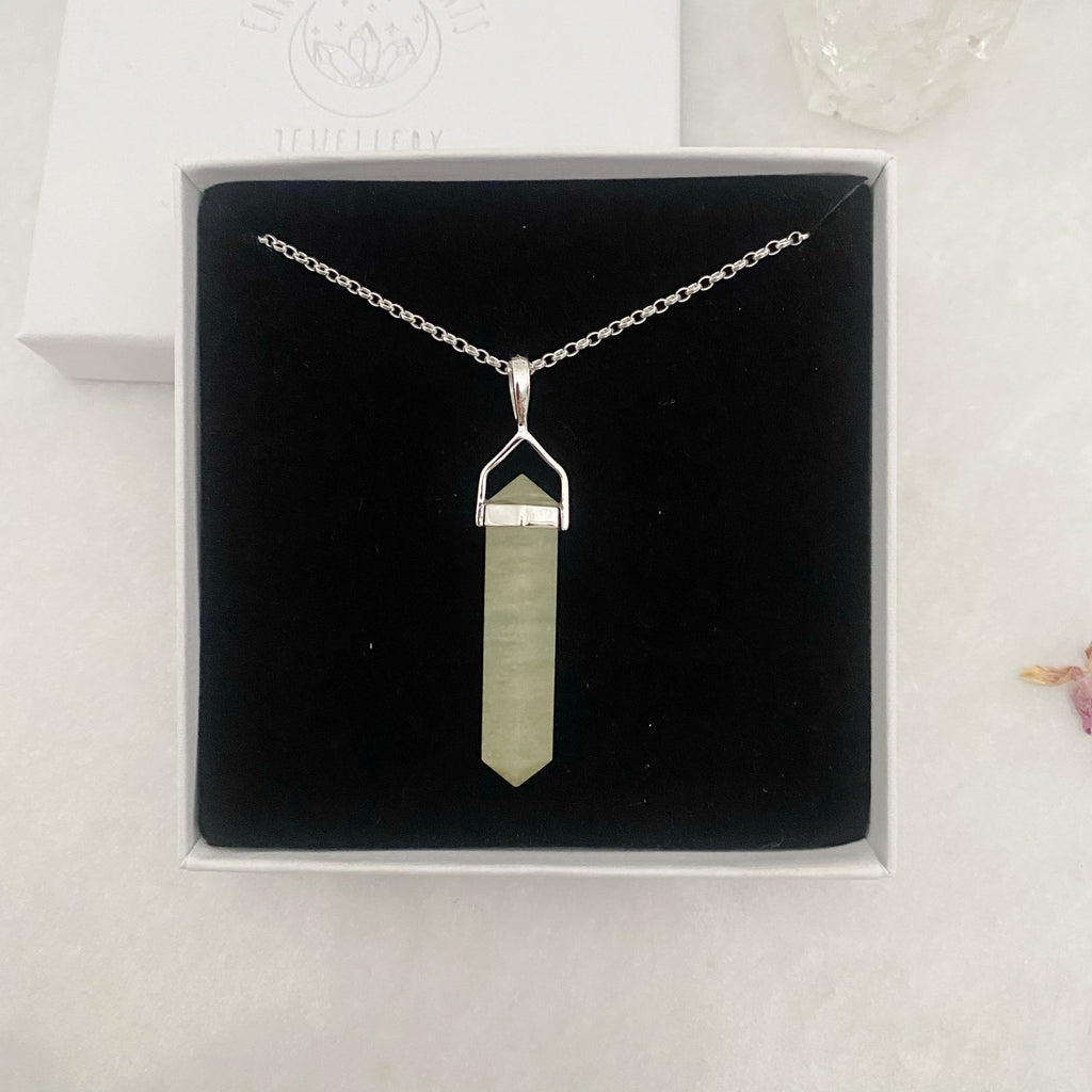 African Aquamarine Crystal Necklace  | Sterling Silver Point Necklace