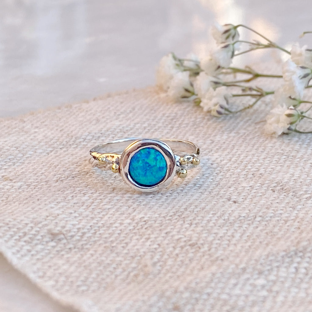 Amaya -Blue Opal Ring Sterling Silver Ring