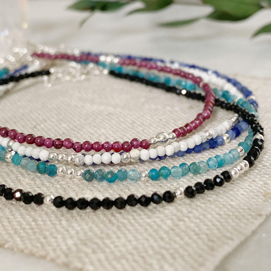 Silver Blue Apatite Gemstone Anklet | Boho Jewellery