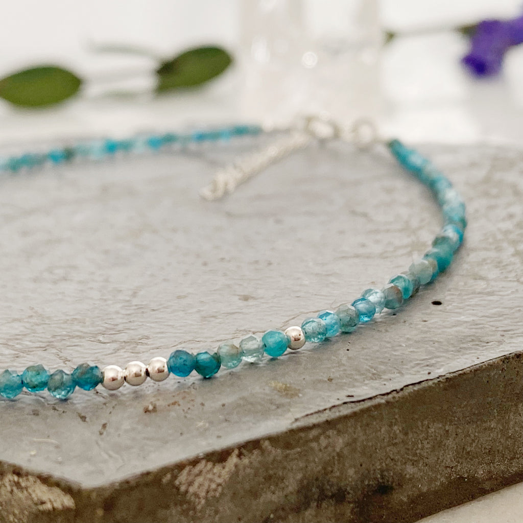 Silver Blue Apatite Gemstone Anklet | Boho Jewellery
