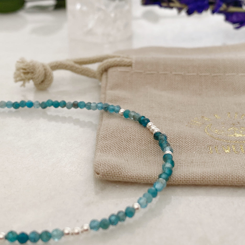 Silver Blue Apatite Gemstone Anklet | Boho Jewellery