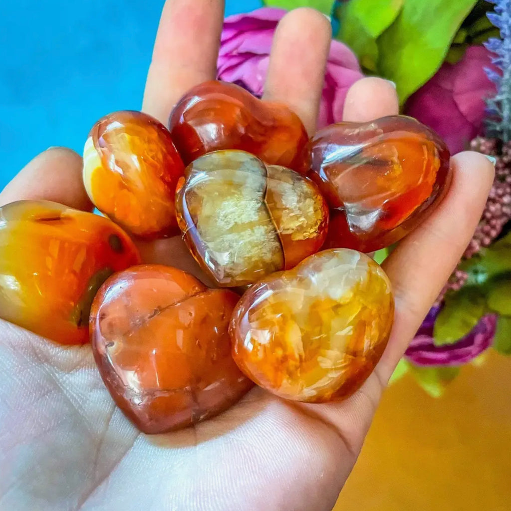 Carnelian Hearts, Ethically Sourced Crystals | Heart Carved Crystals