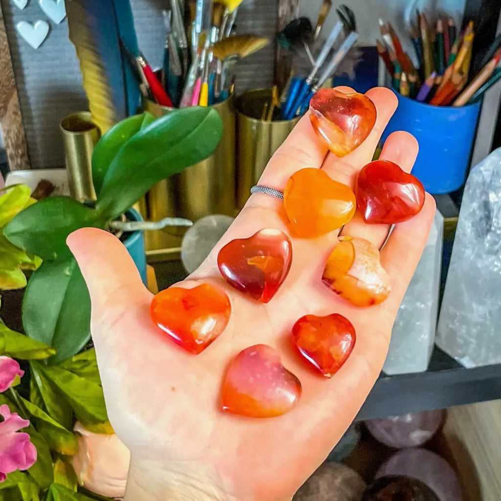 Carnelian Hearts, Ethically Sourced Crystals | Heart Carved Crystals