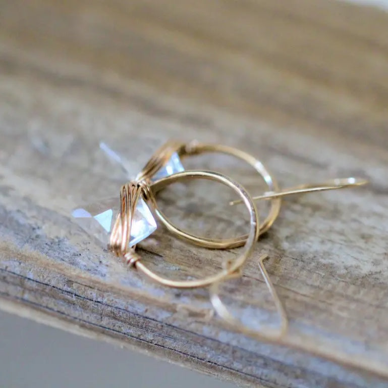 ALBATROSS EARRINGS - CRYSTAL QUARTZ | Gold Crystal Earrings