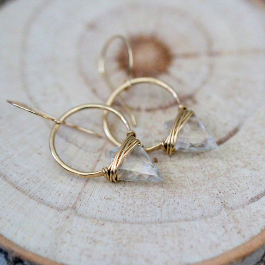 ALBATROSS EARRINGS - CRYSTAL QUARTZ | Gold Crystal Earrings