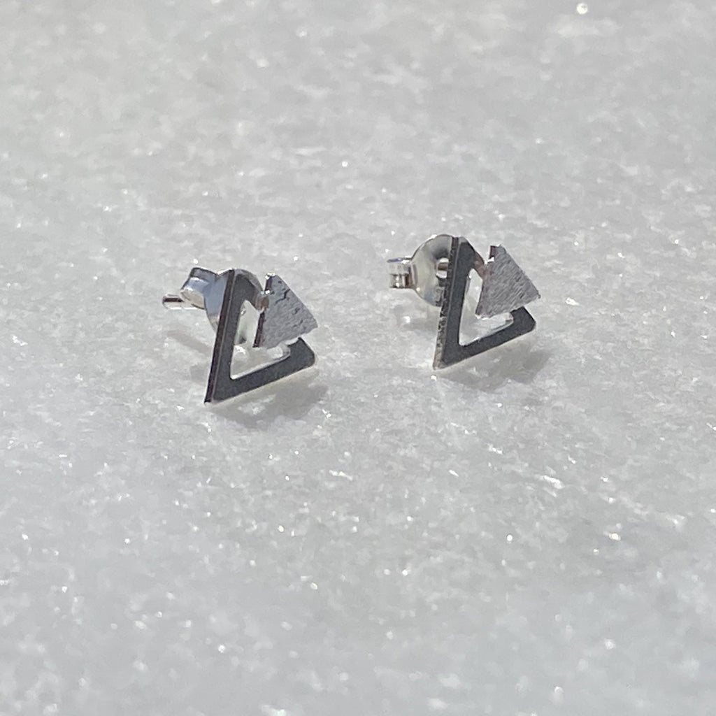 Triangle Silver Earrings | Geometric Stud Earrings | E & E