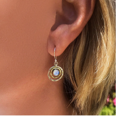 Infinity Universe Earrings - Moonstone - Sterling Silver Gemstone Earrings