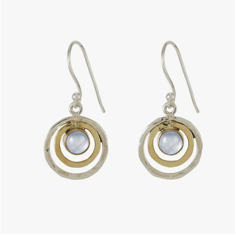 Infinity Universe Earrings - Moonstone - Sterling Silver Gemstone Earrings