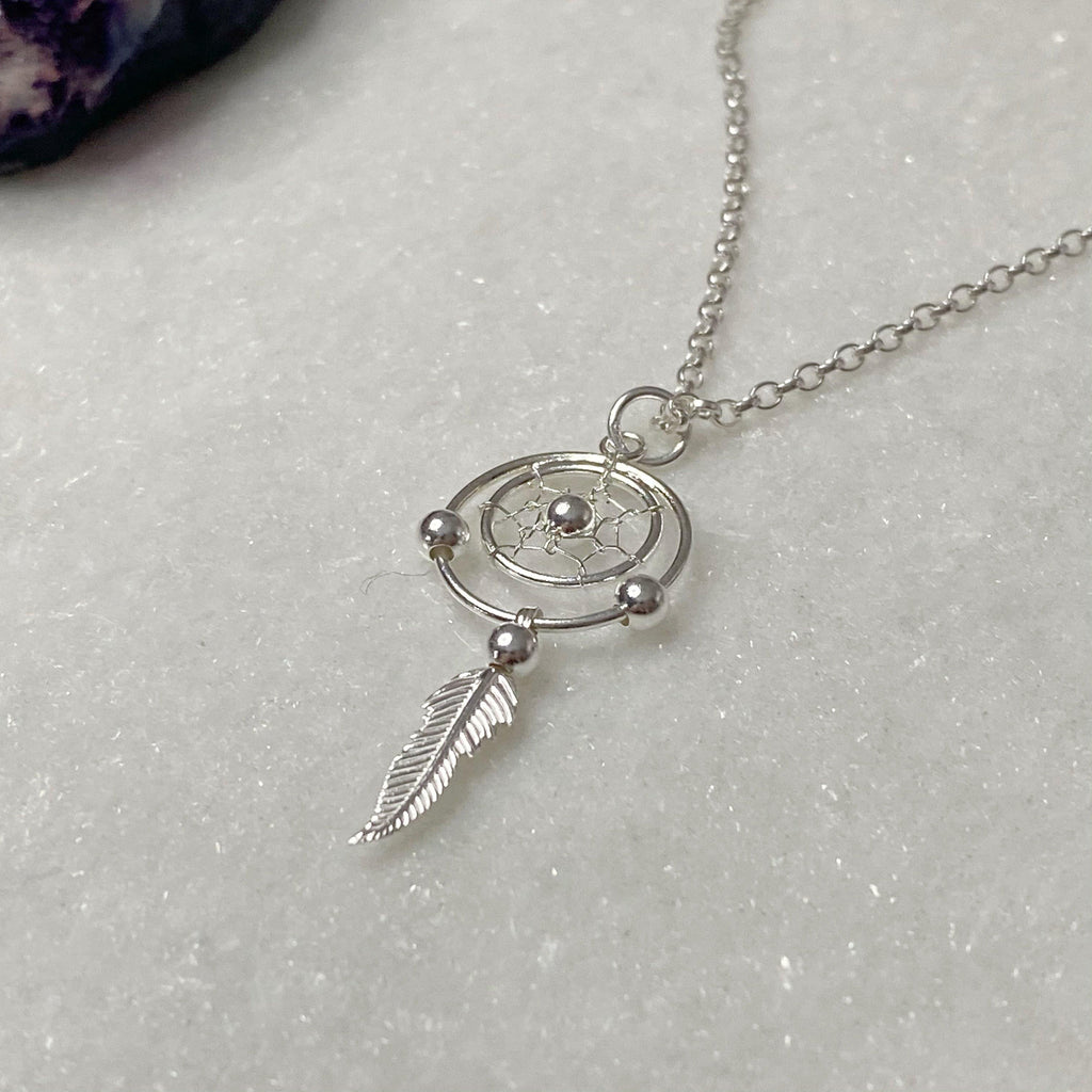 Minimalist Dream Catcher Sterling Silver Necklace | Handmade Necklaces