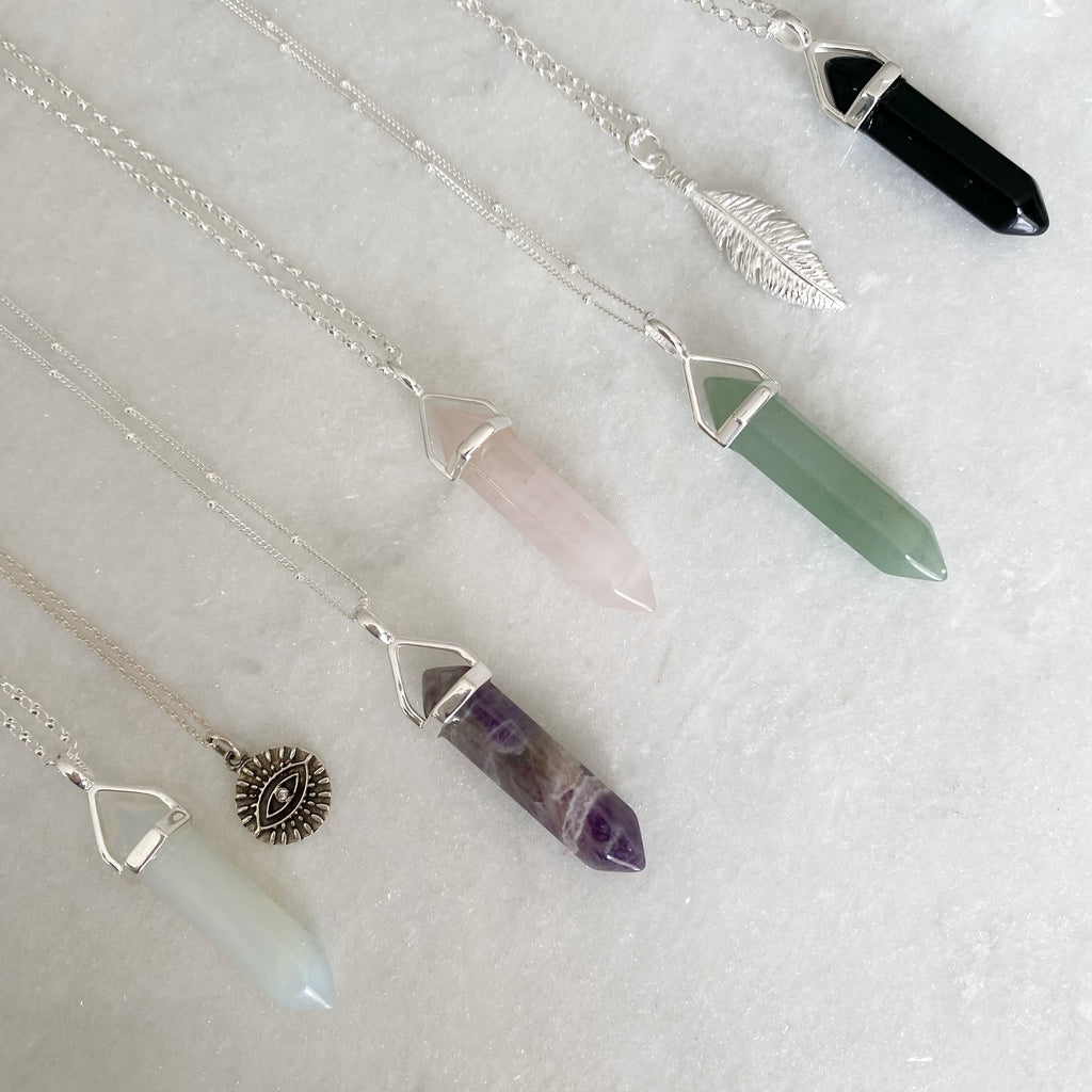 LOVE Healing Crystal Necklace - Rose Quartz Sterling Silver Point necklace