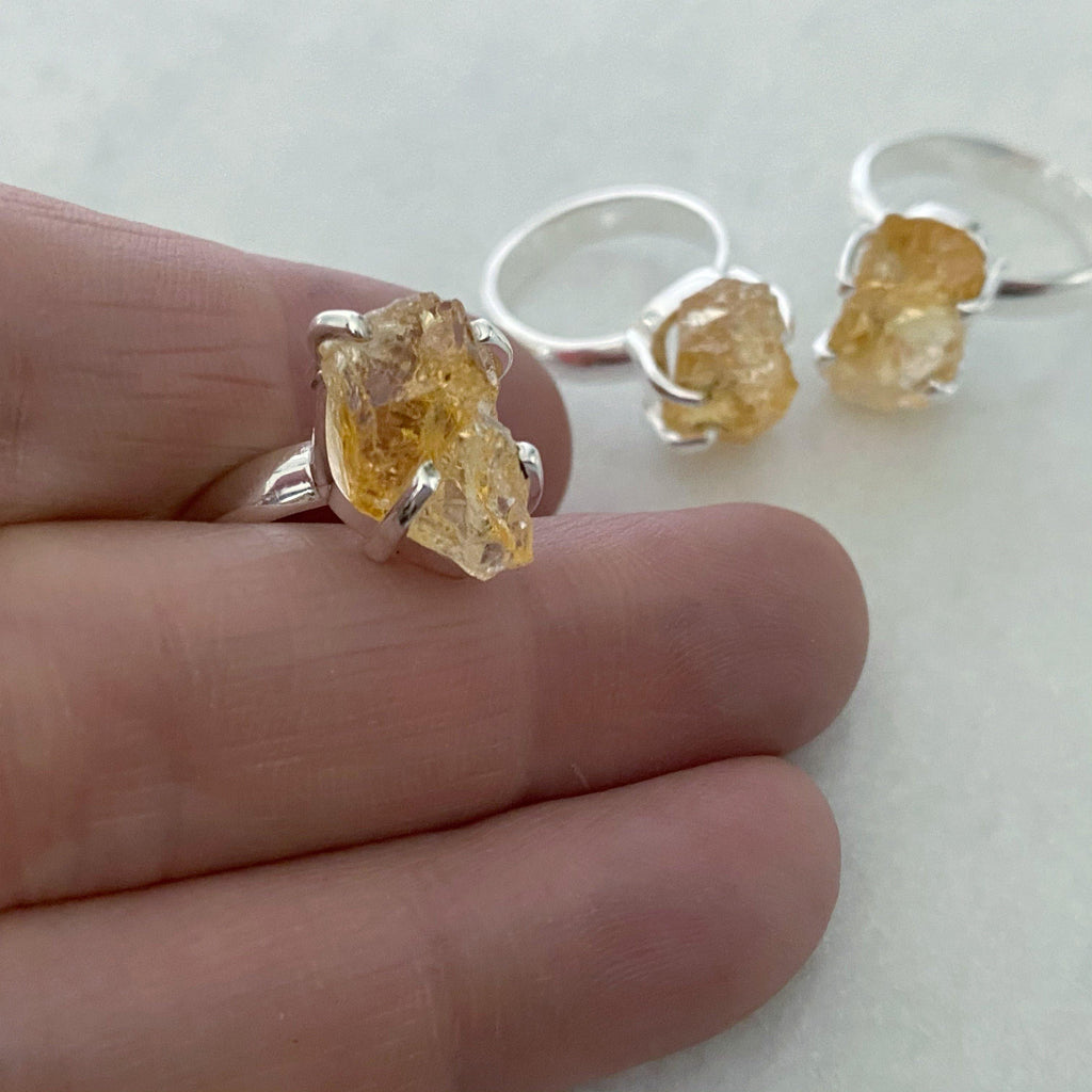 Raw Citrine Gemstone Ring - Earth and Elements Jewellery