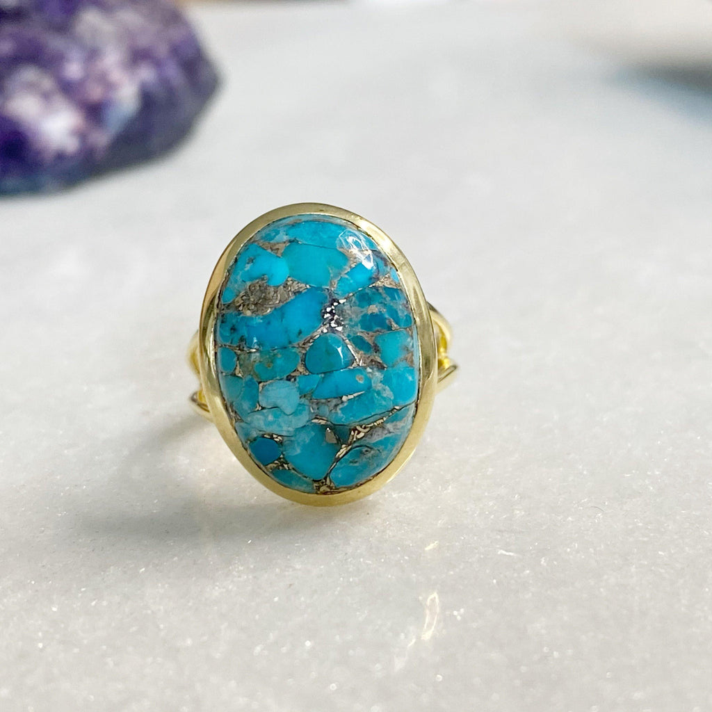 14k Gold Vermeil Statement Copper Turquoise Ring