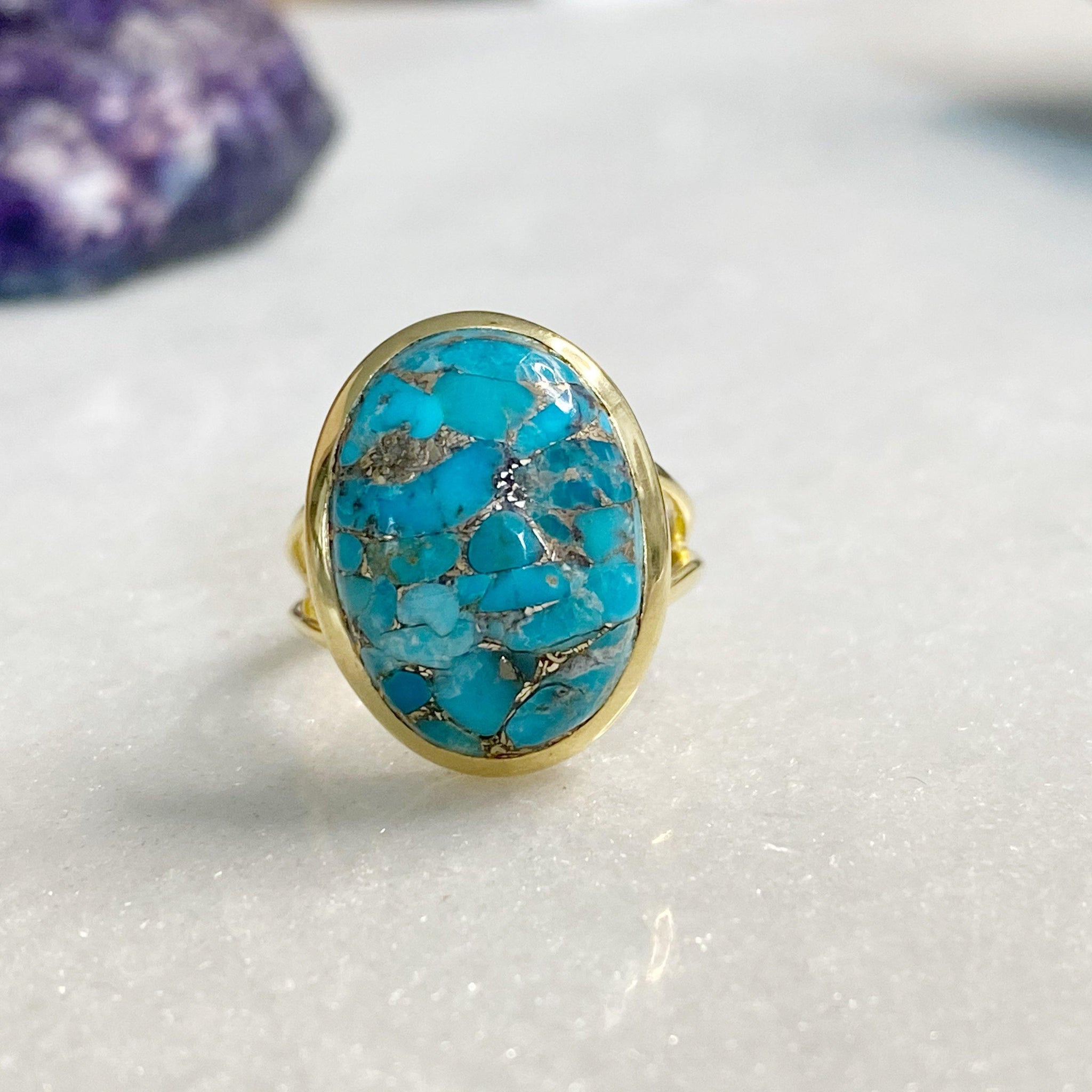 14k Gold Vermeil Statement Turquoise Ring - Main Image