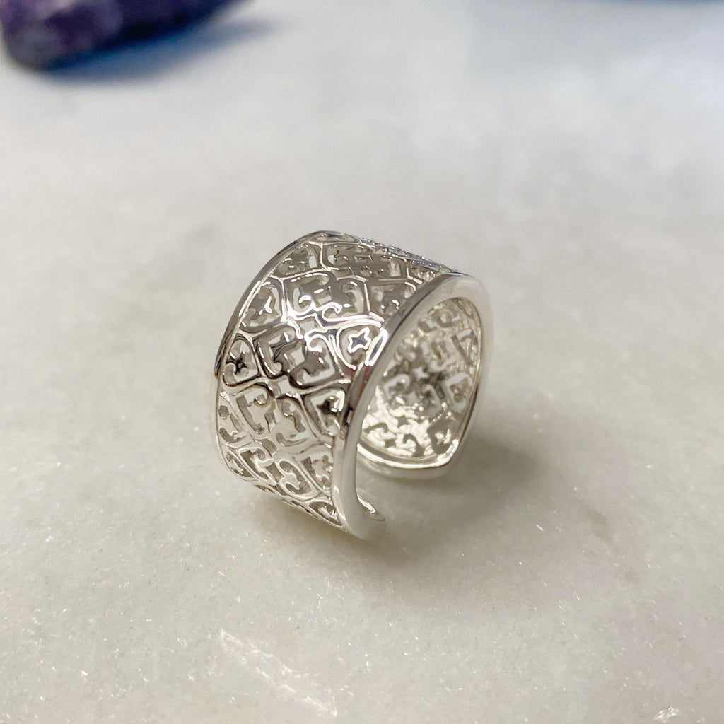 Filigree Adjustable Silver Thumb Ring | Handmade Sterling Silver Rings