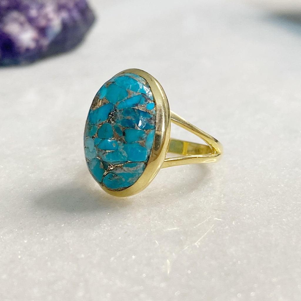 14k Gold Vermeil Statement Copper Turquoise Ring