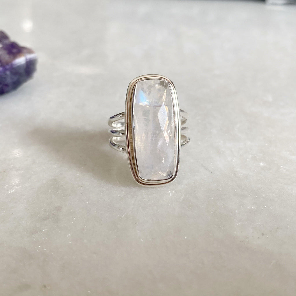 Sterling Silver Rainbow Moonstone Ring | Gemstone Silver Jewellery