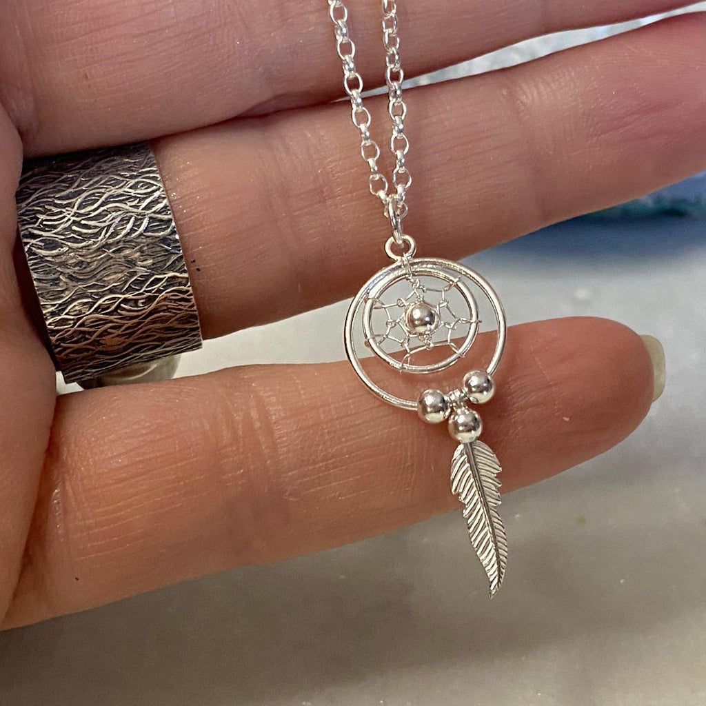 Minimalist Dream Catcher Sterling Silver Necklace Handmade Necklaces