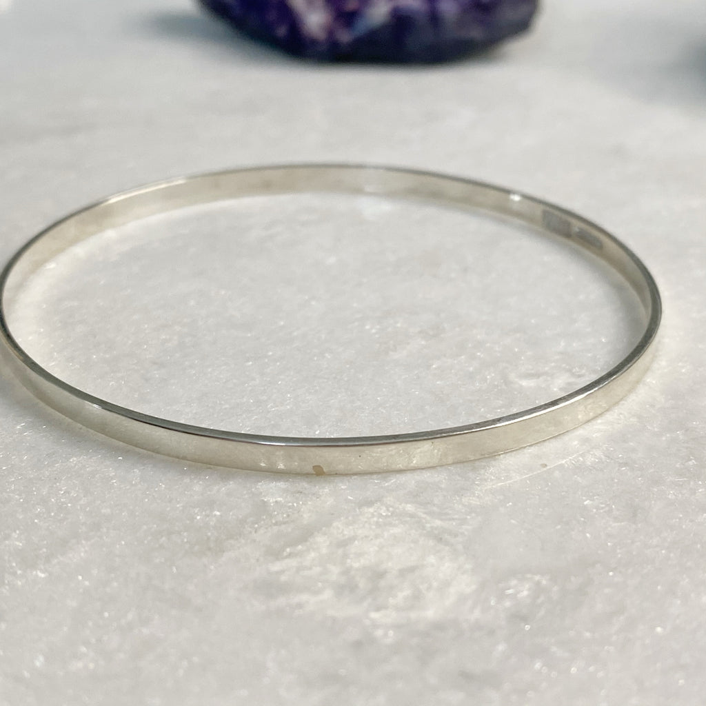 Flat Sterling Silver Skinny Stacking Bangle | Handmade Silver Jewellery