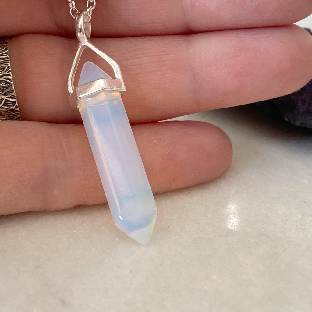 Strength Healing Crystal Necklace - Opalite -Crystal Point Necklaces