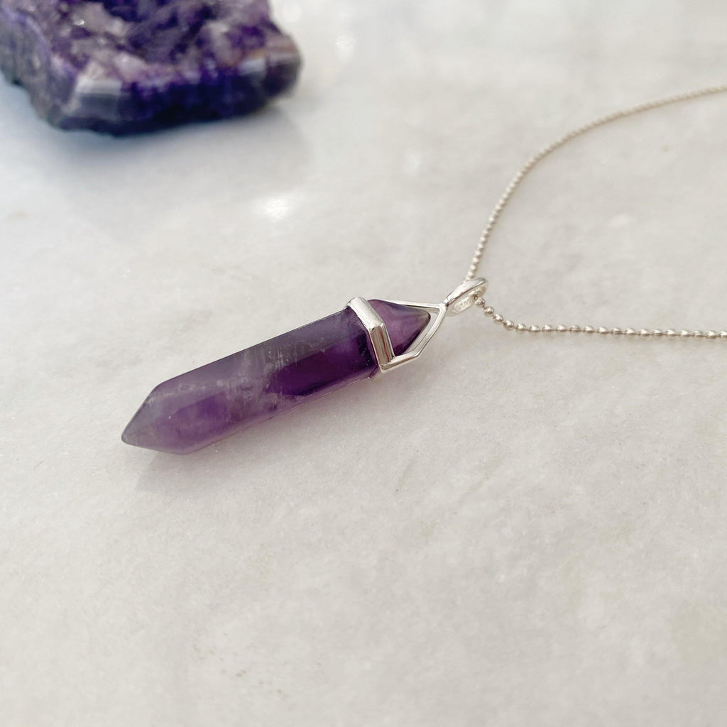 Peace Healing Crystal Necklace Amethyst | Crystal Point Pendant