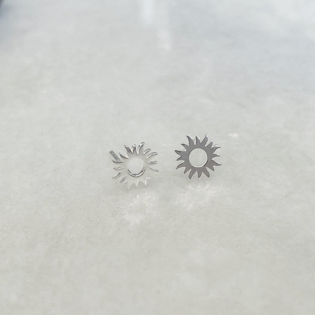 Sunburst Silver Stud Earrings | Handmade Sterling Silver Sun Studs