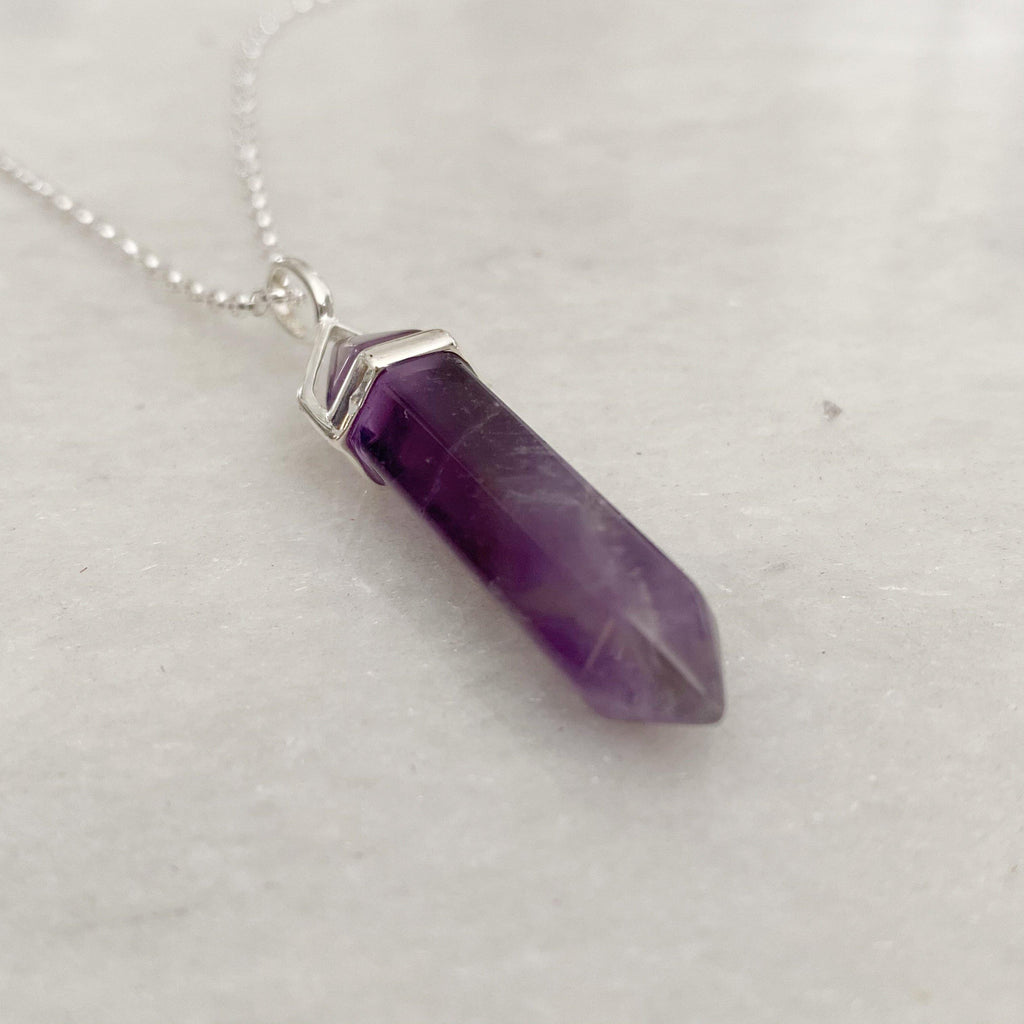 Peace Healing Crystal Necklace Amethyst | Crystal Point Pendant