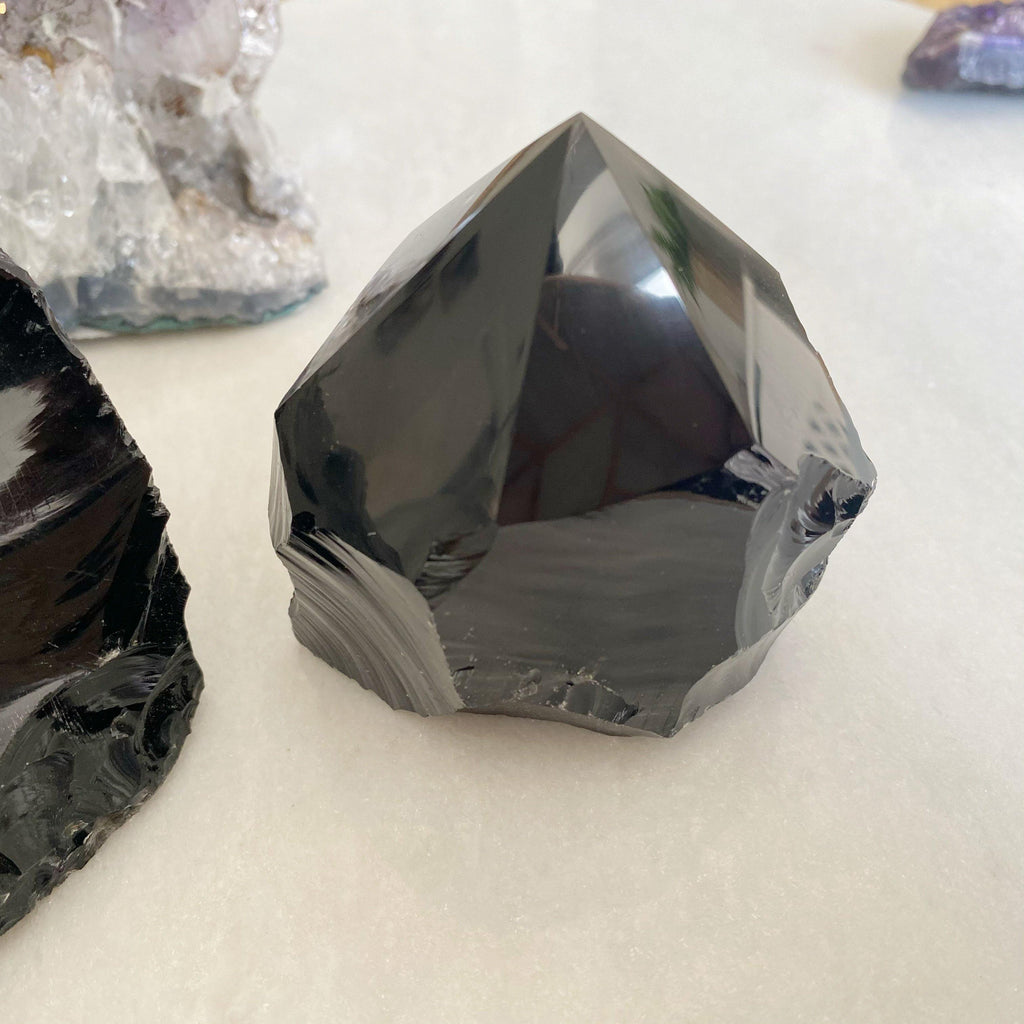 Black Obsidian Crystal | Polished Natural Base for Healing