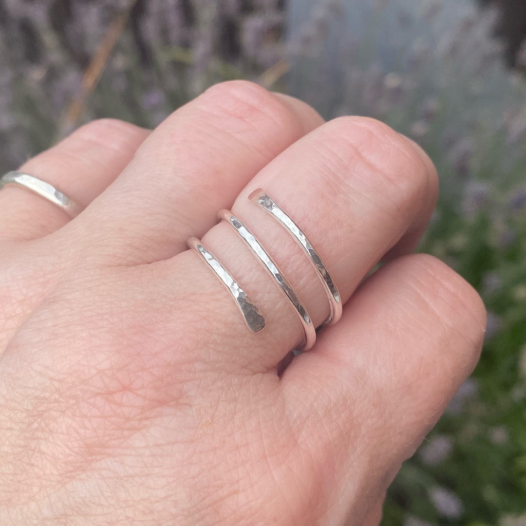 Silver Coiled Crossover Ring | Sterling Silver Thumb Ring