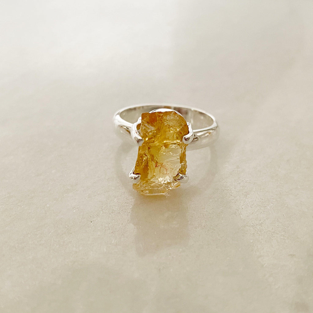 Raw Citrine Gemstone Ring - Earth and Elements Jewellery
