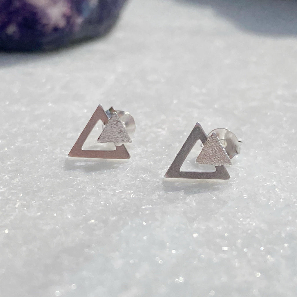 Silver Triangle Earrings - Earth and Elements Jewellery