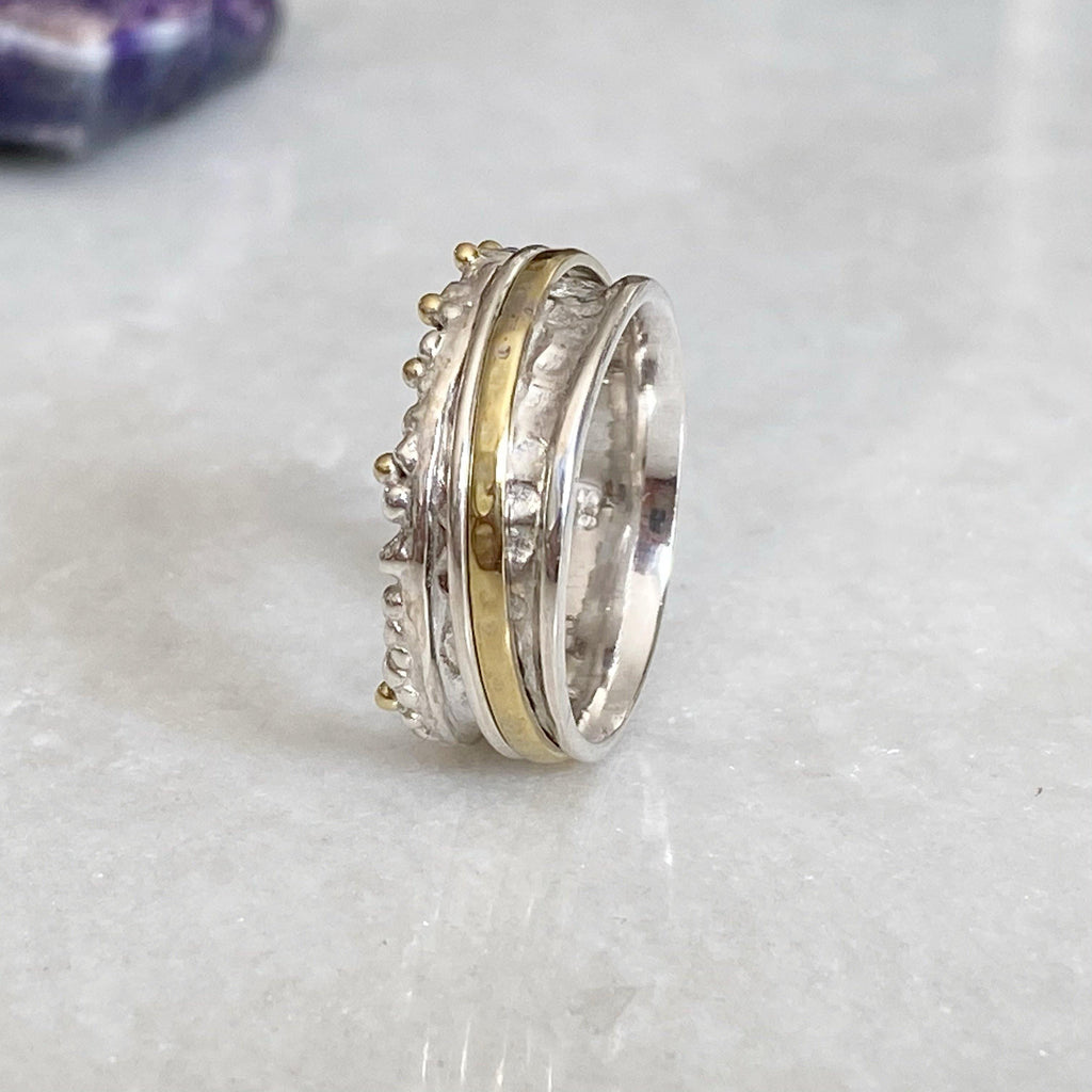 Golden Grain Spinner Ring UK | Mixed Metal Spinner Rings