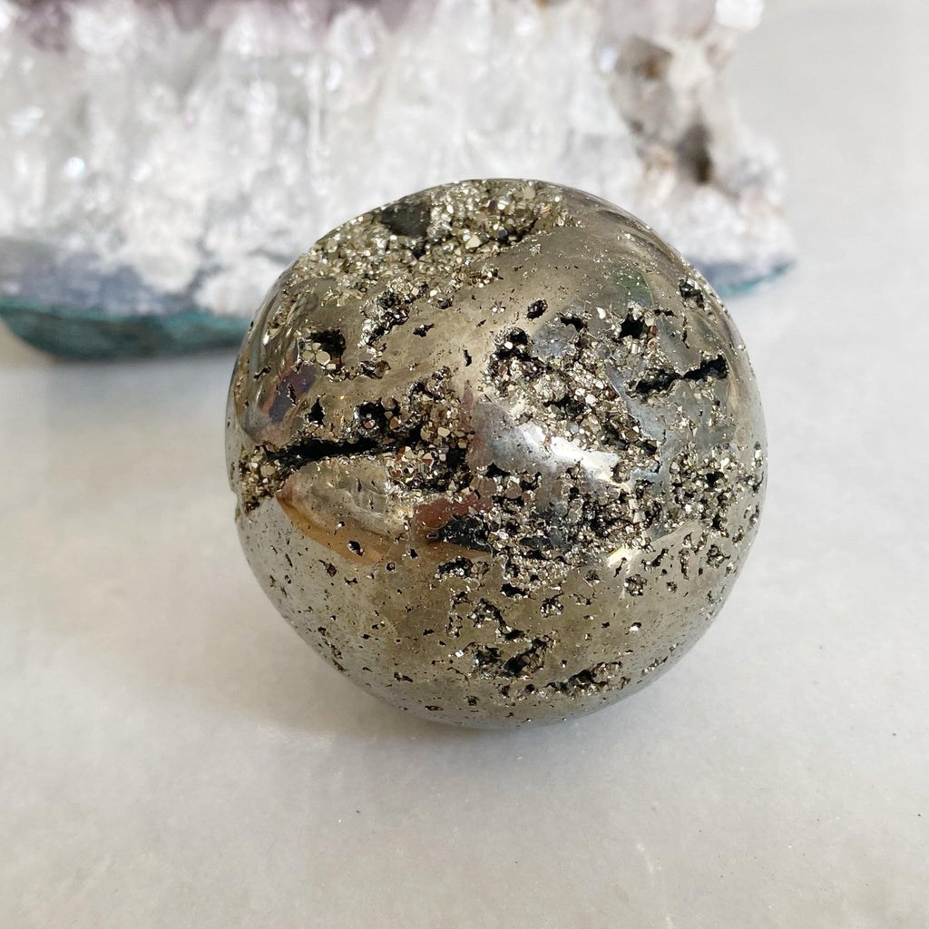 Pyrite Crystal Sphere | Large Crystal Ball | Earth and Elements