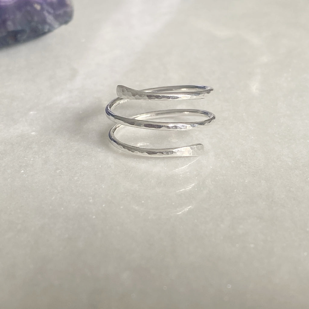 Silver Coiled Crossover Ring | Sterling Silver Thumb Ring