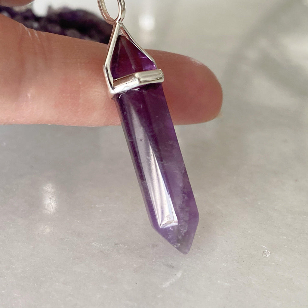 Peace Healing Crystal Necklace Amethyst | Crystal Point Pendant