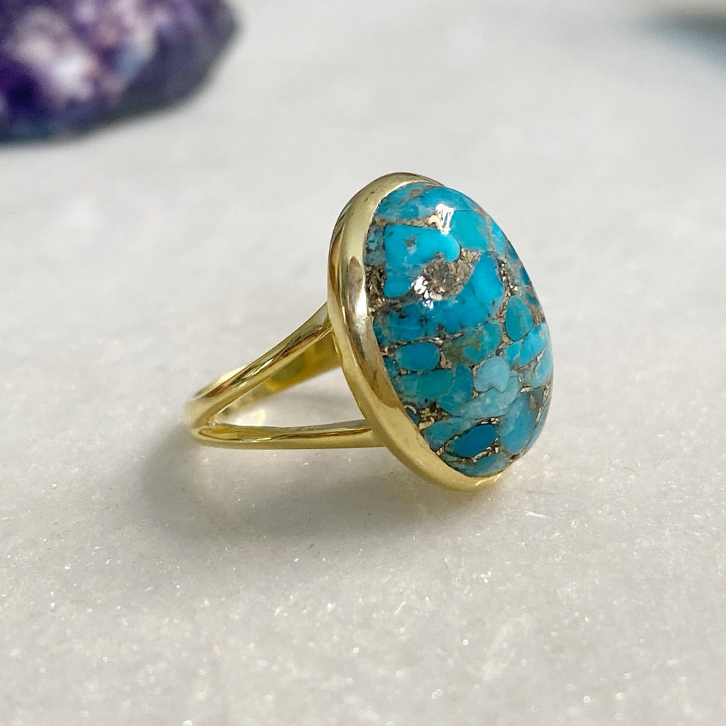 14k Gold Vermeil Statement Copper Turquoise Ring