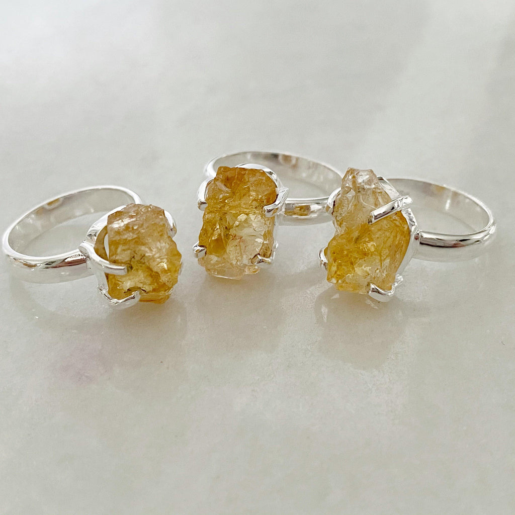 Raw Citrine Gemstone Ring - Earth and Elements Jewellery