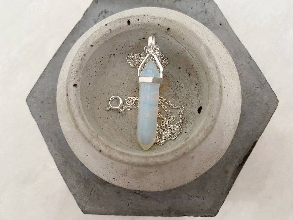 Strength Healing Crystal Necklace - Opalite -Crystal Point Necklaces