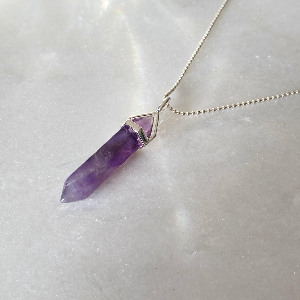 Peace Healing Crystal Necklace Amethyst | Crystal Point Pendant