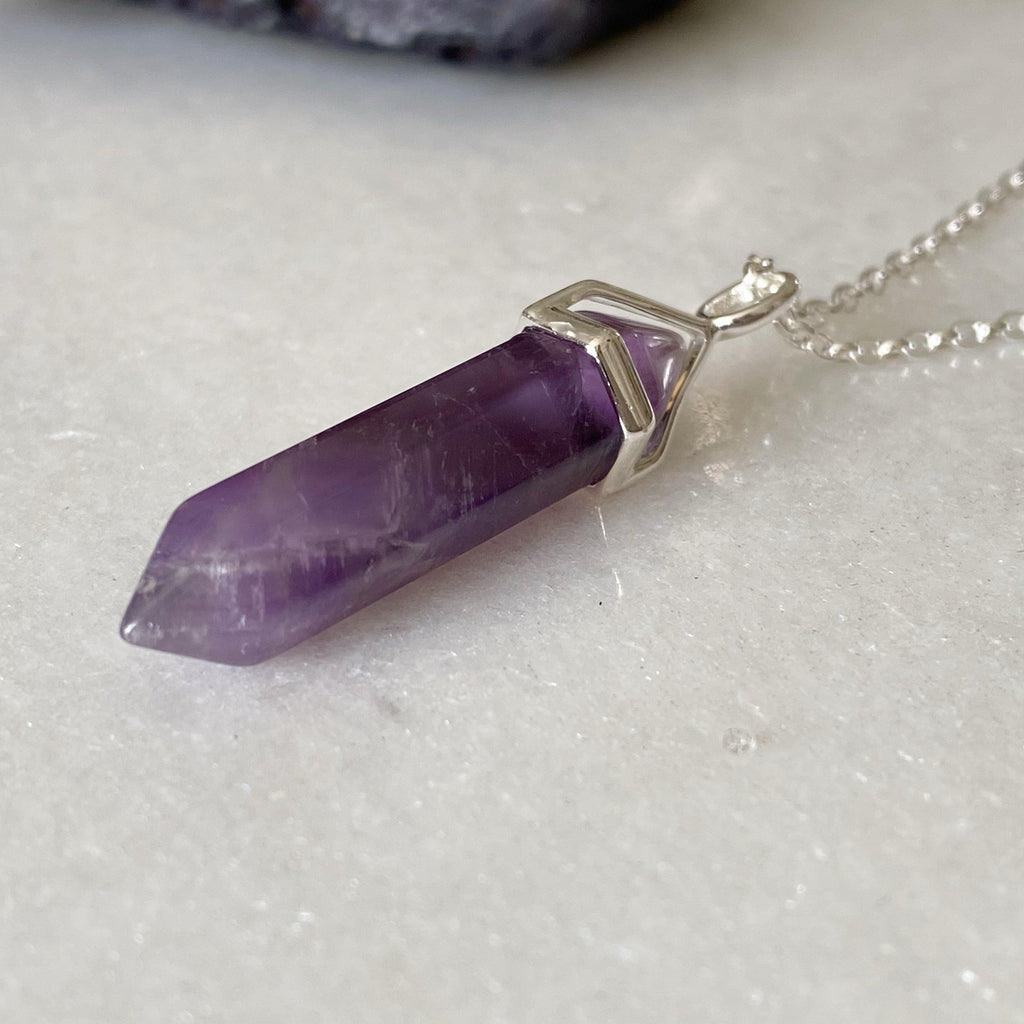 Peace Healing Crystal Necklace Amethyst | Crystal Point Pendant