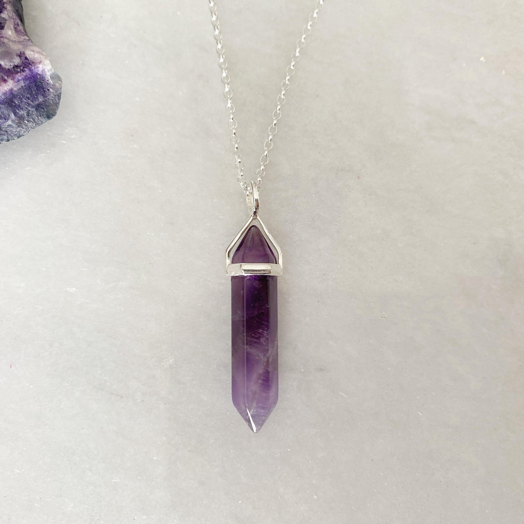 Peace Healing Crystal Necklace Amethyst | Crystal Point Pendant