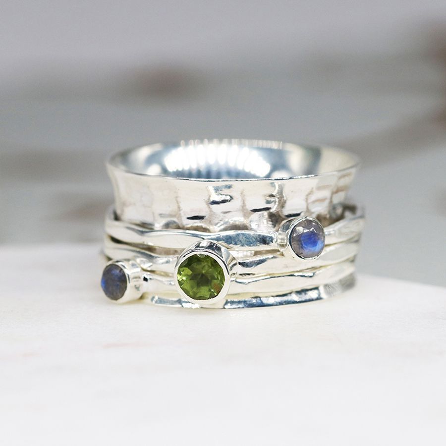 PROSPERITY- Peridot and Moonstone Spinner Ring