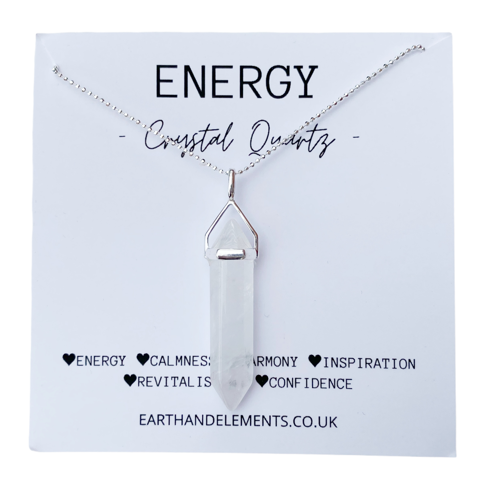 Energy Healing Crystal Necklace Clear Quartz NEW