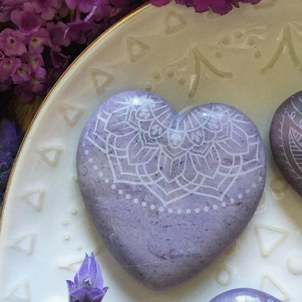 RARE Lavender Jade Crystal -Etched Heart | Online Crystal shop