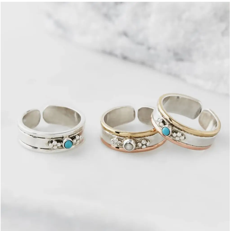 Rajput Midi Ring Or Toe Ring - Silver Gemstone Toe Rings