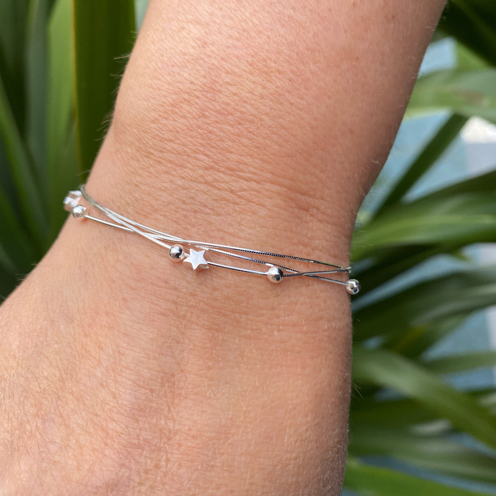 Layered Silver Star Bracelet | Sterling Silver Layered Bracelet