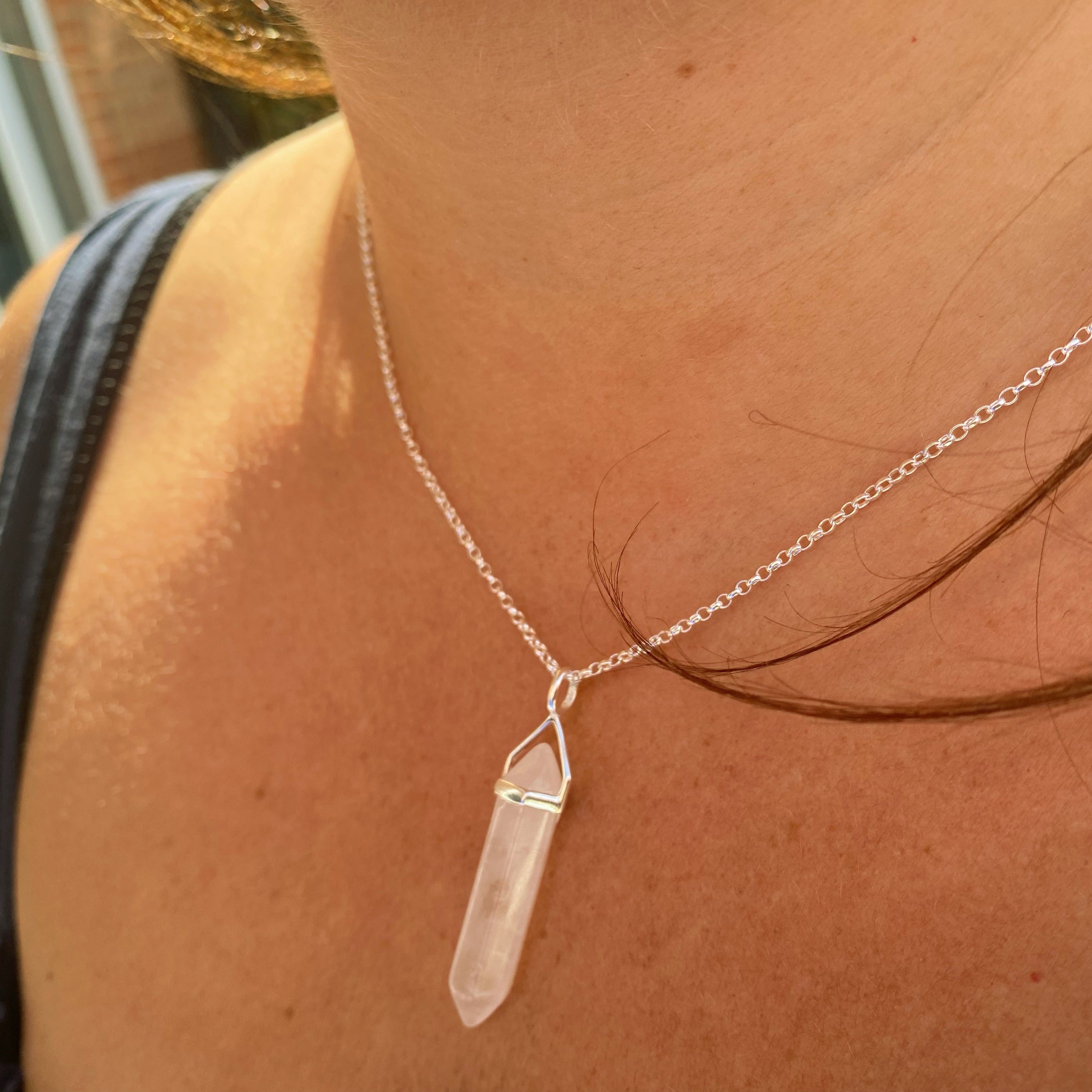 Healing Crystal Necklace - Amethyst & Rose Quartz Pendant For Women, Men & Teens