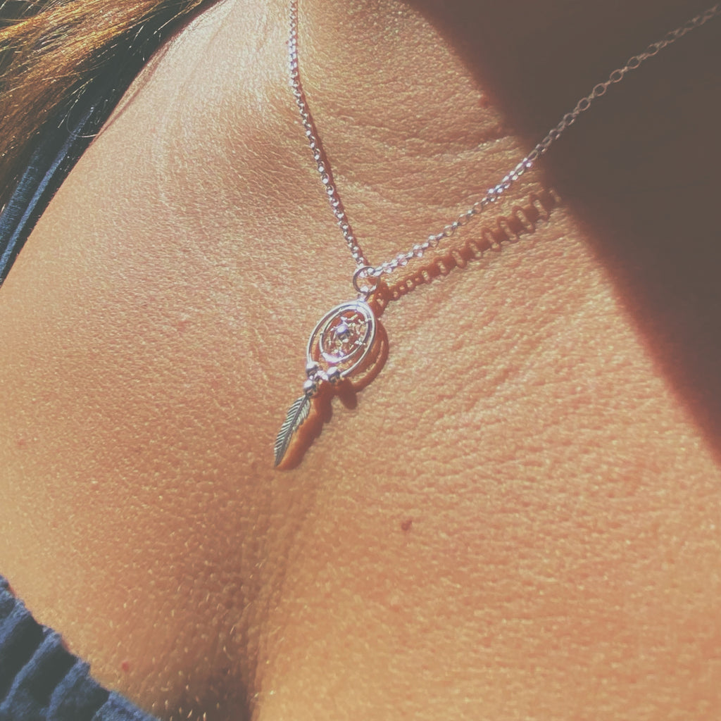 Minimalist Dream Catcher Sterling Silver Necklace | Handmade Necklace