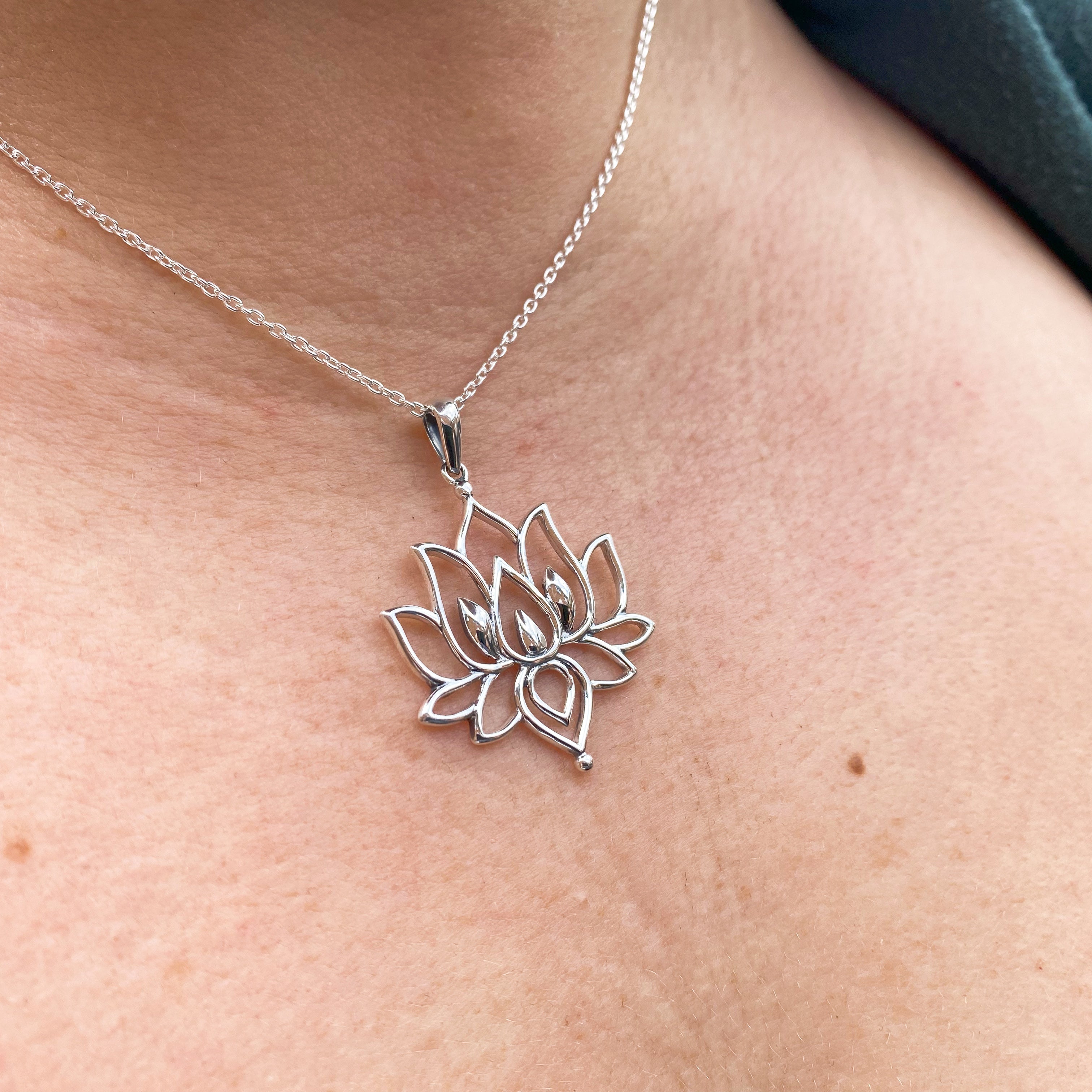 Lotus Flower necklace Silver Necklaces